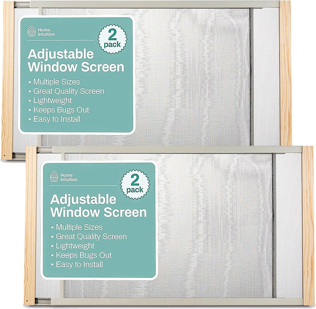 Home Intuition 1-Pack Adjustable Horizontal Window Screen 25-45 inches Wide, 18 Inch High
