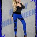 Halloween Crayon Leggings for Women Stretchy Pants Crayon Funny Tights for Halloween Cosplay (Blue, M)