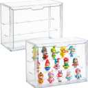 Acrylic Display Cases for Collectibles, 3 Tier Clear Shelf Boxes for Figures, Miniature Dustproof and Stackable Action Figure Display Case (1, Large)
