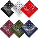 100% Cotton Bandanas, 21 x 21 inches, Set of 6 (Basic - Dark Colors)