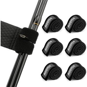 Booms Fishing RS3 Fishing Rod Wrap Pole Straps Hook & Loop Fishing Rod Belts, Fishing Rod Ties for Casting Rods, Spinning Rods and Fly Rods,  A: Black_9.6"_6pack