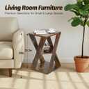 End Table, Modern Wooden Side Table for Small Spaces, Small End Table for Living Room, Bedroom Nightstand（Rustic Brown+ Classic Black）, 15.75" x 15.75" x 25.2"
