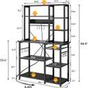 SUPERJARE Large Bakers Rack with Power Outlets, 6-Tier Microwave Stand, Coffee Bar with 12 S-Shaped Hooks, Kitchen Shelf with Wire Basket, 39.4 x 14.6 x 66.9 Inches, Black