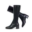 Elisabet Tang Knee High Boots for Women 2 inch Chunky Low Heel Boots Square Toe Side Zipper Fall Winter Comfort Boots Black Size 10