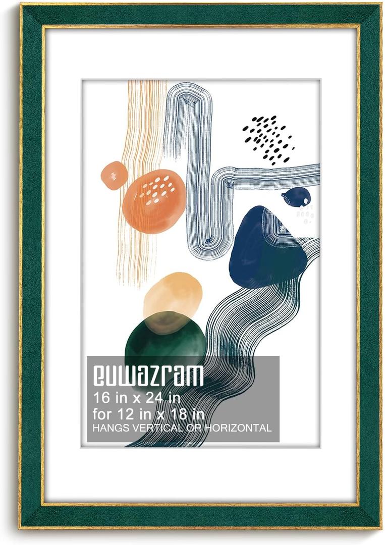 16x24 Poster Frame with Mat for 12x18, Suede Green