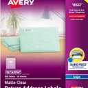 Avery Printable Return Address Labels with Sure Feed, 0.5" x 1.75", Matte Clear, 800 Blank Mailing Labels (18667)