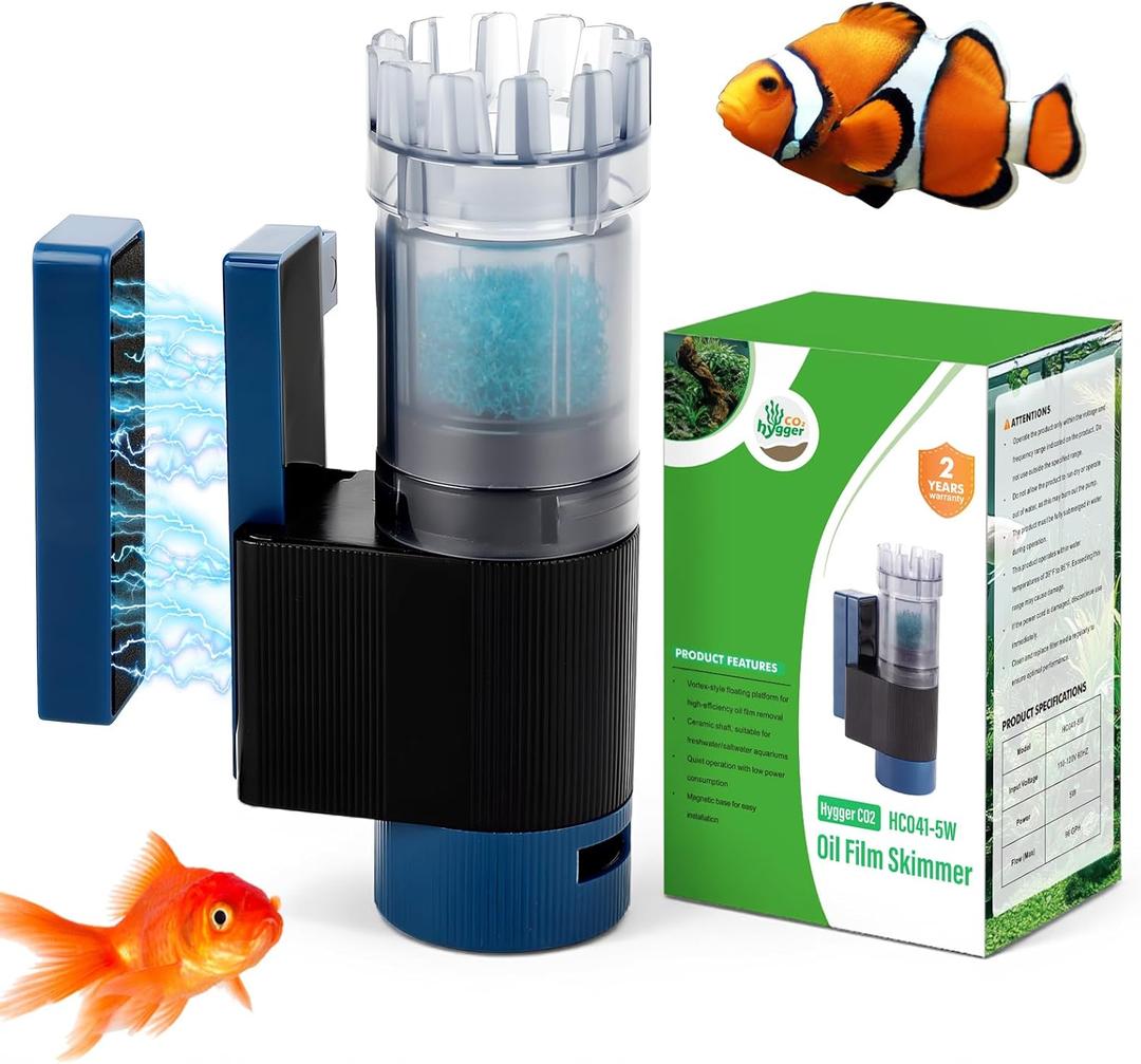 Aquarium Surface Skimmer, 96 GPH Flow Rate Ideal for Freshwater & Saltwater Compatible, 5W Efficient Waste Removal