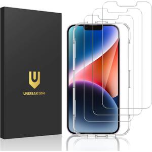UNBREAKcable Shatterproof Screen Protector for iPhone 13 Pro Max/iPhone 14 Plus [3-Pack] [99.99% HD Clear] [Easy Installation Frame] [9H Hardness][Bubble Free] [Full Coverage] for Apple 6.7''