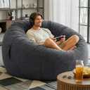 Codi Bean Bag Chair with Filler Included, 4 FT - Comfy Large Beanbag Chairs for Adults - Machine Washable and Soft Mink Bonded Cover - Charcoal Grey