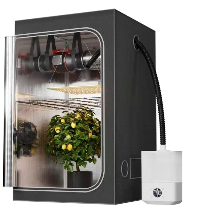 Upgrade 32X32" Integrated Auto Grow Tent Complete Kits System S1000 LED Grow Light Grow Tent Kit 4"Fan Filter And Humidifier (Fan Filter+LED Light+Grow Tents+Irrigation Kit+Clip Fan+Heater+Humidifier)
