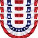 3x6 Ft 4 Pack American Pleated Fan Flag, USA Patriotic Flag Bunting Half Fan Banner for Outside Red White and Blue Decor Memorial Day Independence Day 4th of July Decorations