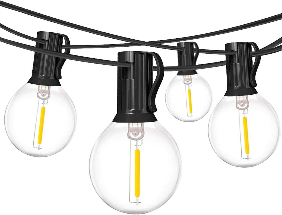 Muasdae 2-Pack 18Ft Outdoor Patio String Lights, UL Listed Commercial Light String with 20+2 Plastic G40 LED Clear Globe Bulbs, Decoration for Patio Backyard Cafe Porch Garden Bistro Party Wedding