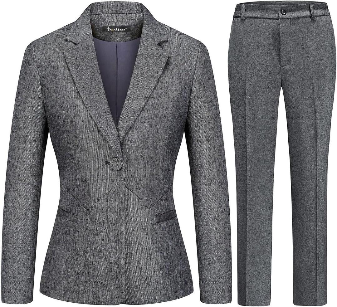 Women's 2 Piece Business Pants Suit Set Slim Fit 3XL