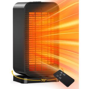 Outdoor Heaters for Patio w/2 Modes&2 Heat Levels, 1S Heating 1200W PTC Ceramic Electric Heater, Overheat&Tip-over Protection, Remote, 70 Swing Space Heater for Indoor Use Large Room Garage