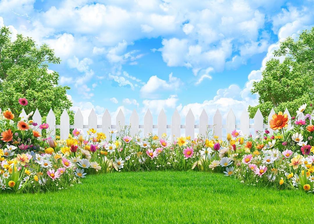 7x5FT Spring Backdrop Spring Photo Backdrop Floral Backdrops for Photography Garden Flowers Photo Background Nature Scenery Banner 