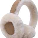 Harssidanzar Classic Winter Earmuffs for Men Women, Unisex Sheepskin Earmuffs, Foldable, Outdoor