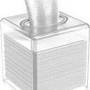 Clear Acrylic Square Facial Tissue Box Holder with Cover Modern Tissue Dispenser, Cover Napkin Organizer for Dryer Sheets, Bathroom, Desks, Countertop, Vanity, Bedroom Dressers,Kitchen Office Room (5.1*5.1*5.4 Inch)
