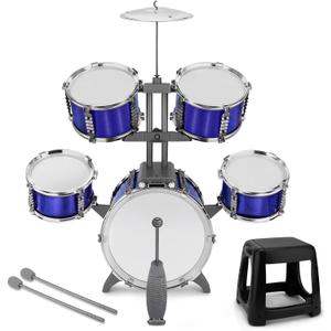 Kids Drum Set 5 Piece Toddlers Jazz Drum Kit with Stool Musical Instrument Toys for 3 4 5 6 7 Year Old Boys Girls Birthday Gift, Small