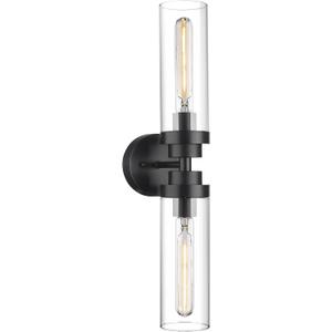 Emak 2 Light Black Vanity Lights for Bathroom,22 Inch Bathroom Light Fixtures Modern Wall Sconces with Clear Glass Shade for Bath, Bedroom, Hallway, VL085-BK-2