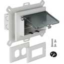 Recessed Outlet Box, DBHS1C-1 Low Profile Electrical Outlet Boxes, Wall Plate Kit for New Vinyl Siding, Enclosed Weatherproof Pack with Duplex & Decorator Style Covers, 1-Gang, Horizontal, Clear