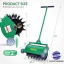 Rolling Lawn Aerator, Heavy Duty Push Spike Aeration Tool Up to 55 lbs, Manual Rotary Grass Aerator for Garden and Yard Use