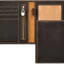 Genuine Leather Passport Holder Handmade Passport cover Lightweight Travel Bifold Passport Wallet dark brown