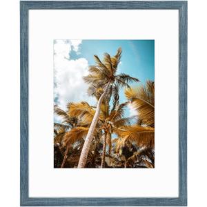 Frametory, 16x20 Picture Frame with Mat for 11x14 Photo - High Definition Glass Wide Molding - Preinstalled Wall Mounting Hardware (Blue, 1 Pack)