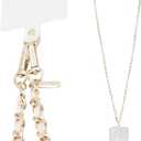 Case-Mate Crossbody Phone Lanyard [Works with All Phones] Hands-Free Strap - Leather Cell Phone Charm - Neck Chain Holder for iPhone 17 Pro Max /16 Pro Max /15/14/13/S25 Ultra - Gold Chain Tan Leather