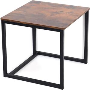 BAOYOUNI End Table 19.68'' Square Side Table Wooden Nightstand Coffee Tables with Black Frame for Living Room, Bedroom, Office - Easy Assemble (Small (19.68'' X 19.68'' X 18.5''))
