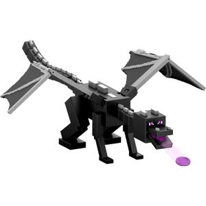 Mattel Minecraft Dragons Breath Ender Dragon Action Figure with 10 Discs, Giant Toy with 21.6-inch Length, 20-inch Wingspan with Moving Wings & Launcher