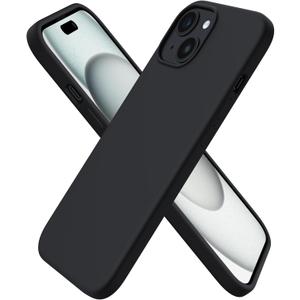 ORNARTO Compatible with iPhone 15 Case 6.1, Slim Liquid Silicone 3 Layers Full Covered Soft Gel Rubber Phone Case, Anti-Scratch Shockproof Protective Cover 6.1 Inch, Black | Slim, Liquid Silicone, 3 Layers, Full Covered, Soft Gel Rubber, Anti-Scratch