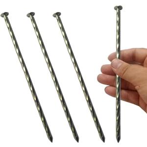 100 Pack - 8" Solid Galvanized Non-Rust Metal Garden Stakes, Spiral Landscape Edging Spikes/Anchors, for Paver Edging, Weed Barriers, Turf, House Construction, Carpentry Nail, Tent, Garden Plants
