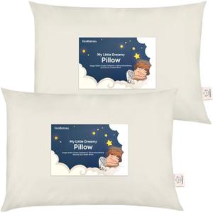 KeaBabies 2-Pack Toddler Pillows 2 Year Old to 5-13x18 Soft Organic Cotton Kids Pillow for Sleeping, Travel, School, Daycare, Nap, Toddler Bed, Machine Washable, Without Pillowcase (Clay)