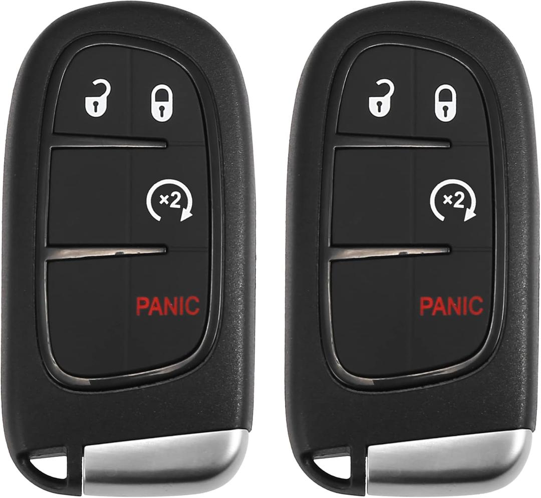 X AUTOHAUX 2pcs 433MHz GQ4-54T Replacement Keyless Entry Remote Car Key Fob for Jeep Cherokee 2014-2022 4 Buttons W/Door Key 4A Chip GQ454T