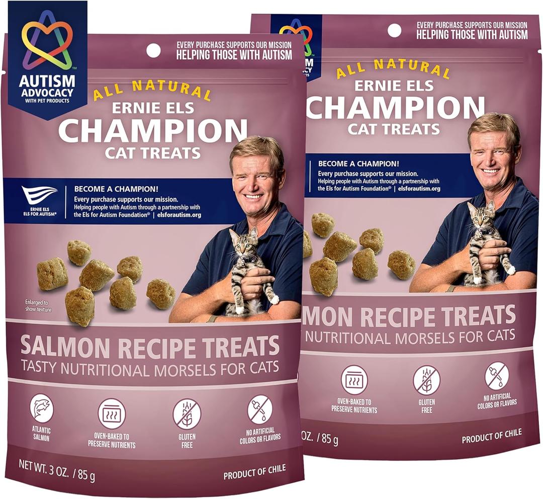 Ernie Els All Natural Salmon Cat Treats - Premium Soft Cat Treats for Healthy Snacking, Training and Rewards - 3 Ounce (Pack of 2) (EXP 11/27/25)