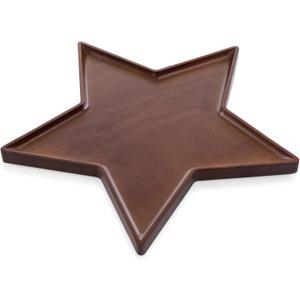 Picnic TIME Christmas Star Serving Tray, Holiday Appetizer Tray, Wooden Charcuterie Board, (Stained Parawood)