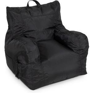 Big Joe Dorm Bean Bag Chair with Drink Holder and Pocket, Black Smartmax, Durable Polyester Nylon Blend, 3 feet, Large