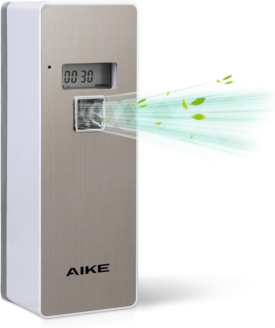 AIKE Automatic Air Fresheners Spray Dispenser Programmable(Compatible with "Glade Automatic Air Freshener Refills 269 ml") Ideal for Office, Airports, Gyms, Home, Brushed Finish AK1801