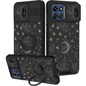 for Moto G Stylus 5G 2025/2026 Case - Women Girls Cute Boys Phone Cover Design Slide Camera Cover with Ring Stand Holder Cases for Motorola G Stylus 5G 2025/2026, Moon Stars