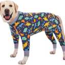 Dog Surgery Recovery Suit Onesies for Large Dogs Spayed Recovery Suit Cone Alternative After Surgery Abdominal Wounds Protector Dog Bodysuit for Medium Large Dogs Pajamas (3XL, Navy Dinosaur)