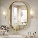 Gold Oval Mirror, 22' x 30' Gold Vanity Mirror for Bathroom, Wall Mounts Vertically or Horizontally