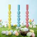 Mumufy 3 Pcs 11 Inch Easter Candle Holder Glass Easter Egg Candlestick Holder Spring Taper Decorations Home Candlesticks Decorations Centerpieces Decor for Candle Fireplace Mantle Dining Gifts