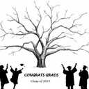 3 x Graduation Fingerprint Tree, Grad Party, Class of 2025 Guest Book Party Ideas, Use your fingers to print your signature on a custom painting, hung as a graduation commemoration (Color 1)