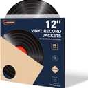 20PCS 12 Inch Brown Vinyl Record Jackets, Thick Cardboard Sleeves with Center Hole, Blank LP Album Covers for 33 RPM Storage & Organization, 350gsm LP Jackets for Record Storage