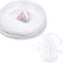 SKYPRO 50Pcs White Organza Bags 13.8 Inches with Drawstring, Jewelry Pouches Wedding Party Christmas Favor Gift Bags