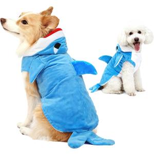 Shark Dogs Costume for Winter, Shark Dog Jacket,Sharks Dog Vest for Cold Weather,Fleece Puppy Hoodie,Sharks Pet Costume for Cat and Dogs(M)