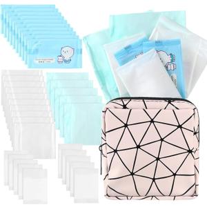 Tondiamo First Period Kit for 9-12 for School Menstrual Starter Kit Essentials for Tween Girls Gifts Box with Sanitary Pad Bag 25 Sanitary Napkins 10 Feminine Wipes