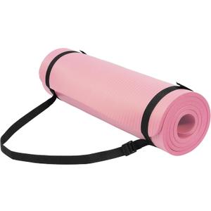 Yoga Mat, 1/2-Inch Extra Thick High Density Exercise Mat, Anti-Tear Exercise Yoga Mat with Carrying Strap, Suitable for Various Yoga Exercises (Pearly Pink)