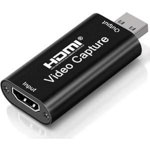 4K HDMI Video Capture Card, Cam Link Card Game Capture Card Audio Capture Adapter HDMI to USB 2.0 Record Capture Device for Streaming, Live Broadcasting, Video Conference, Teaching, Gaming(Black)