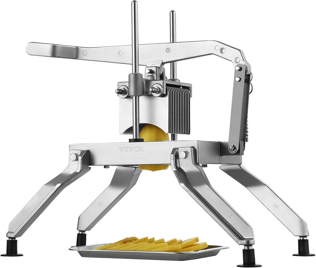 VEVOR Commercial Vegetable Slicer, 3/8" and 3/16" Tomato Slicer, Stainless Steel and Aluminum Alloy Vegetable Cutter Slicer, Manual Tomato Slicer with Non-slip Feet, for Tomatoes, Potatoes, Onions